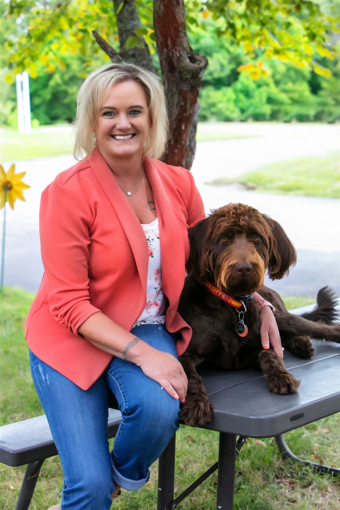 Finnley therapy dog sunflower
