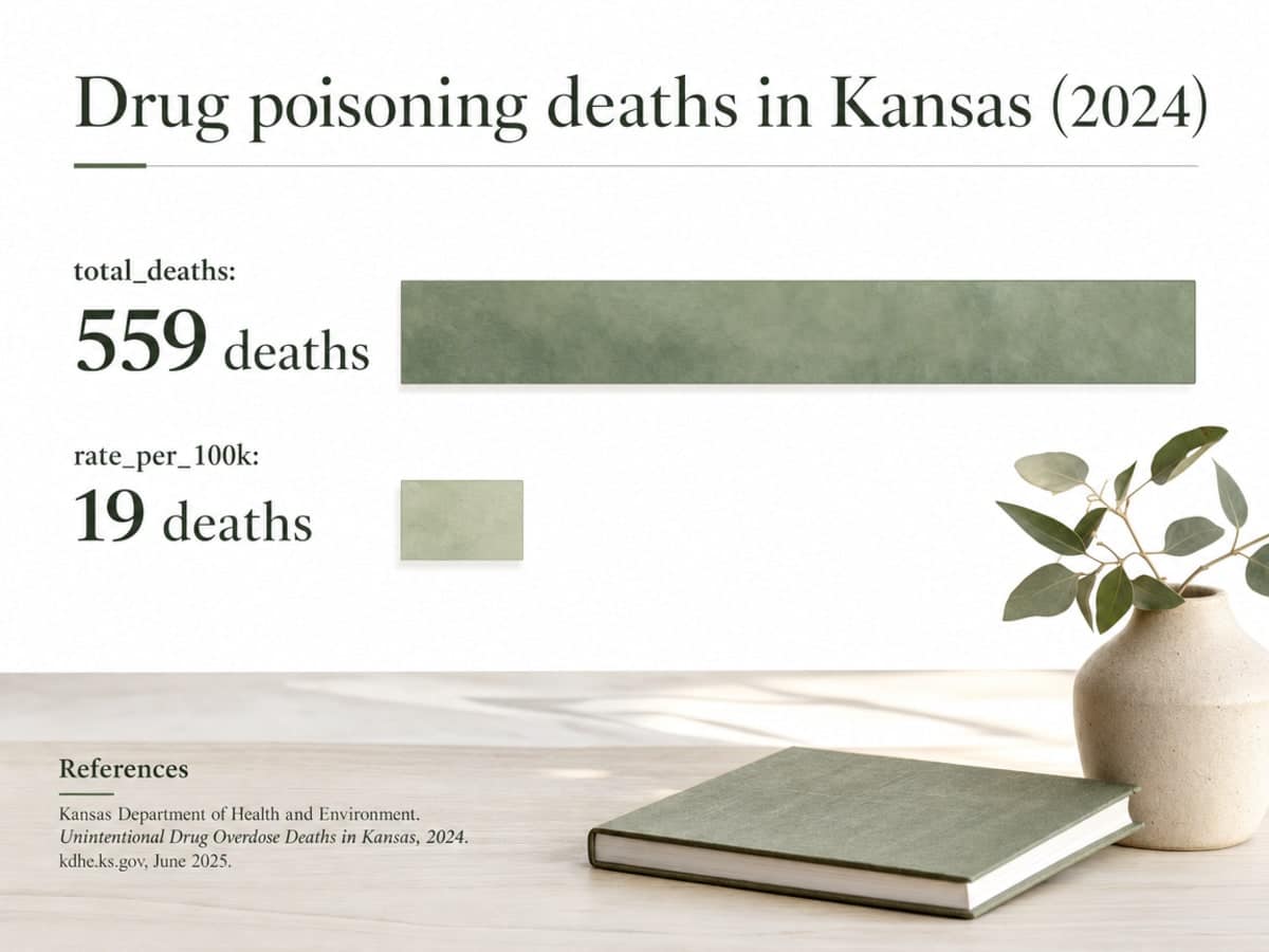 Chart showing Drug poisoning deaths in Kansas (2024)