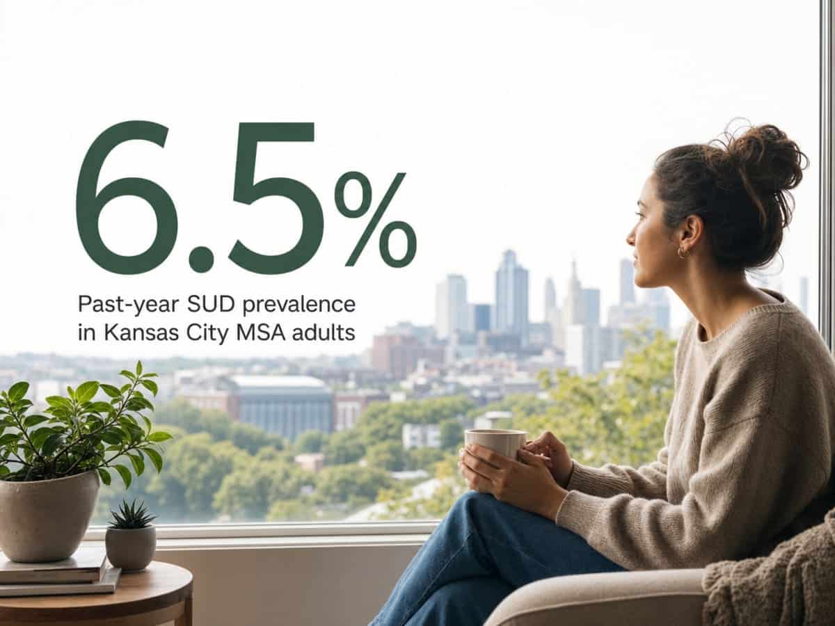Infographic showing Past-year SUD prevalence in Kansas City MSA adults