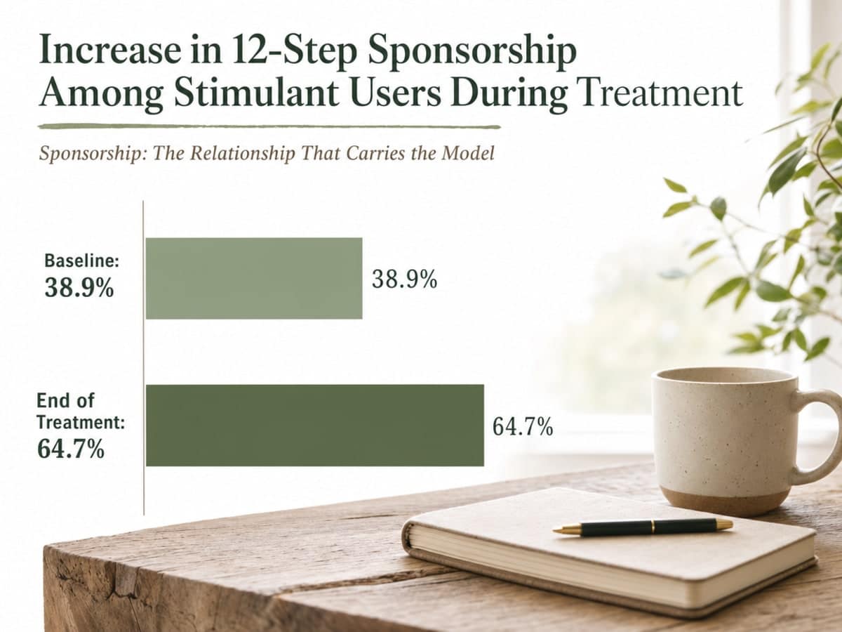 Chart showing Increase in 12-Step Sponsorship Among Stimulant Users During Treatment