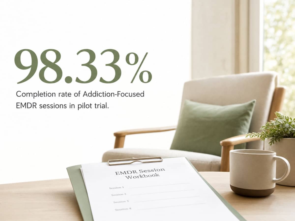 Infographic showing Completion rate of Addiction-Focused EMDR sessions in pilot trial