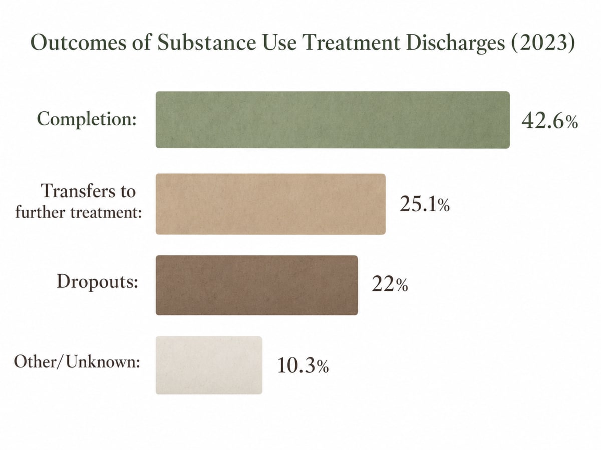 Chart showing Outcomes of Substance Use Treatment Discharges (2023)