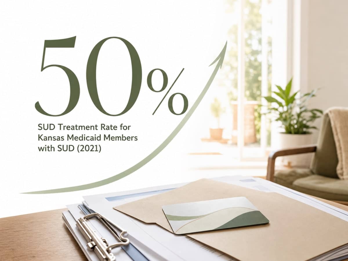 Infographic showing SUD Treatment Rate for Kansas Medicaid Members with SUD (2021)