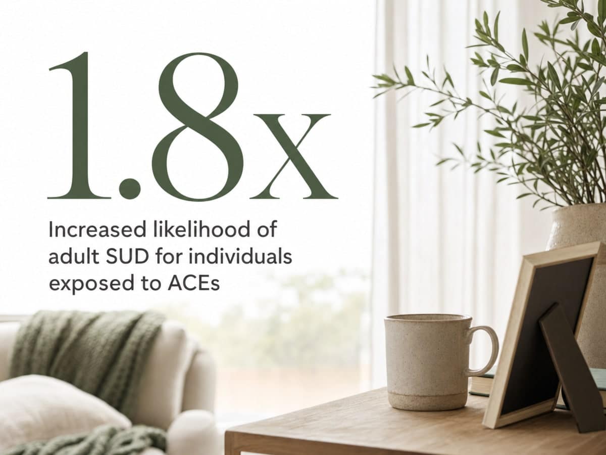 Infographic showing Increased likelihood of adult SUD for individuals exposed to ACEs