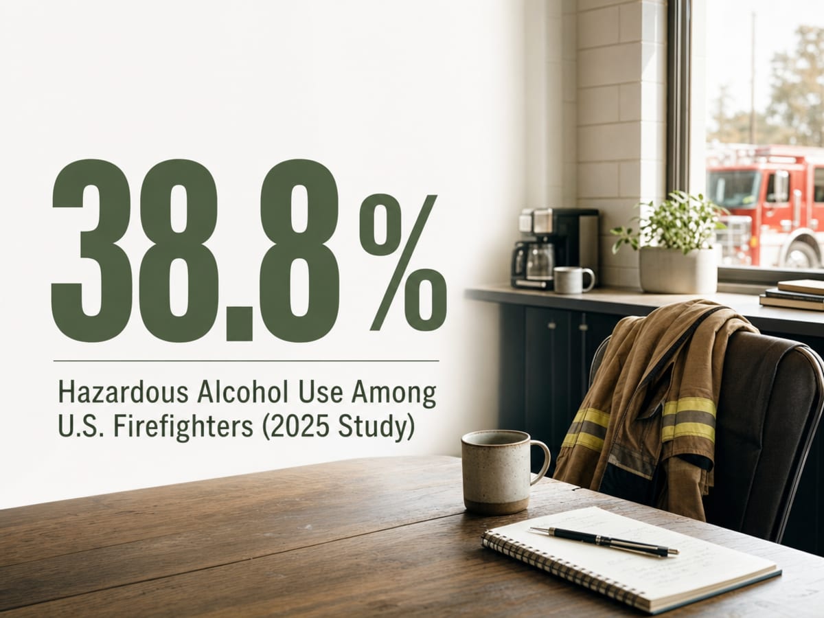 Infographic showing Hazardous Alcohol Use Among U.S. Firefighters (2025 Study)