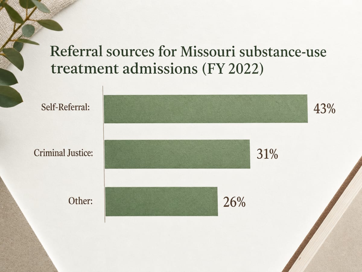 Chart showing Referral sources for Missouri substance-use treatment admissions (FY 2022)