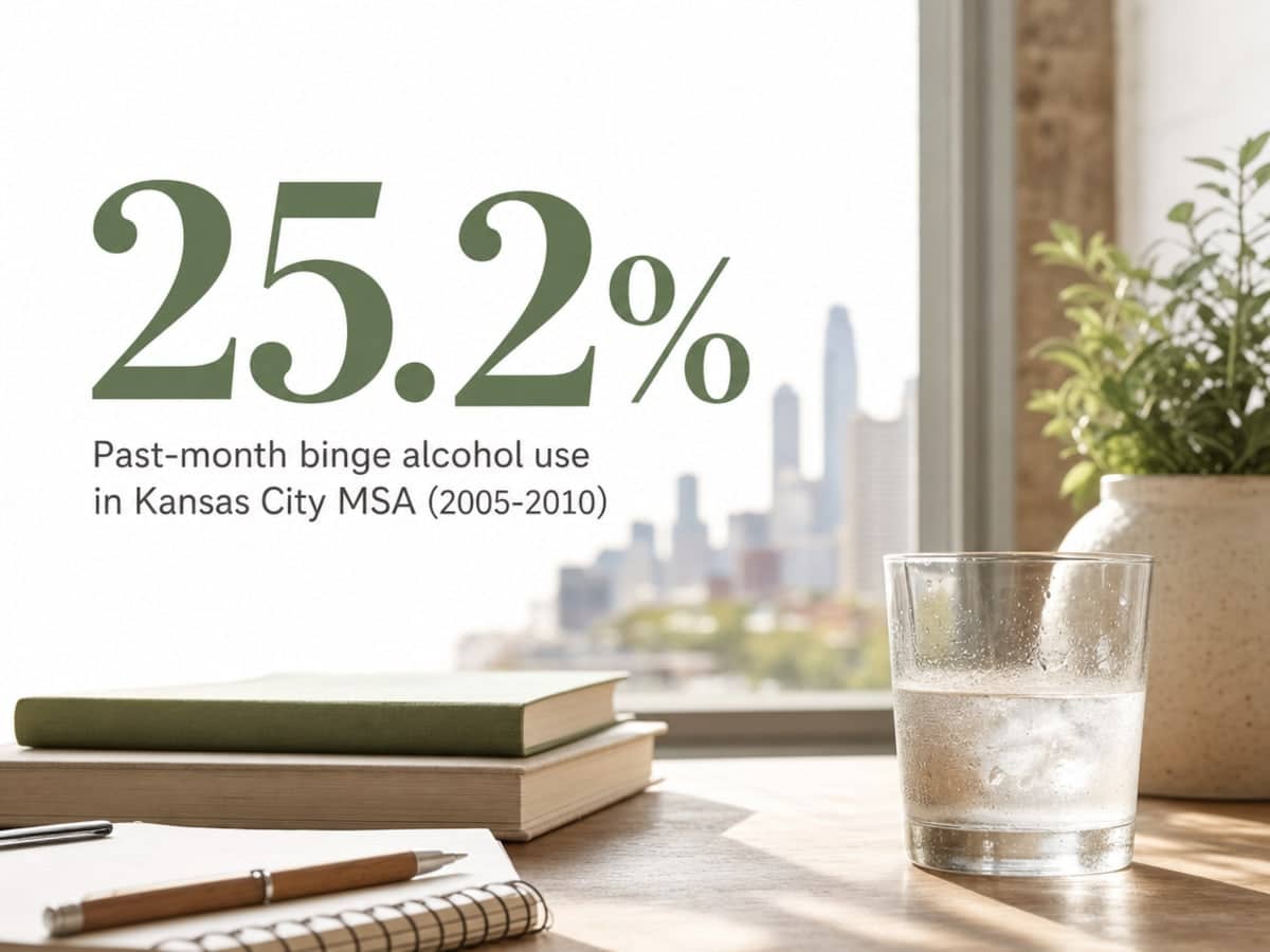 Infographic showing Past-month binge alcohol use in Kansas City MSA (2005-2010)