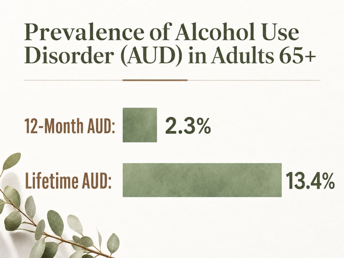 Chart showing Prevalence of Alcohol Use Disorder (AUD) in Adults 65+