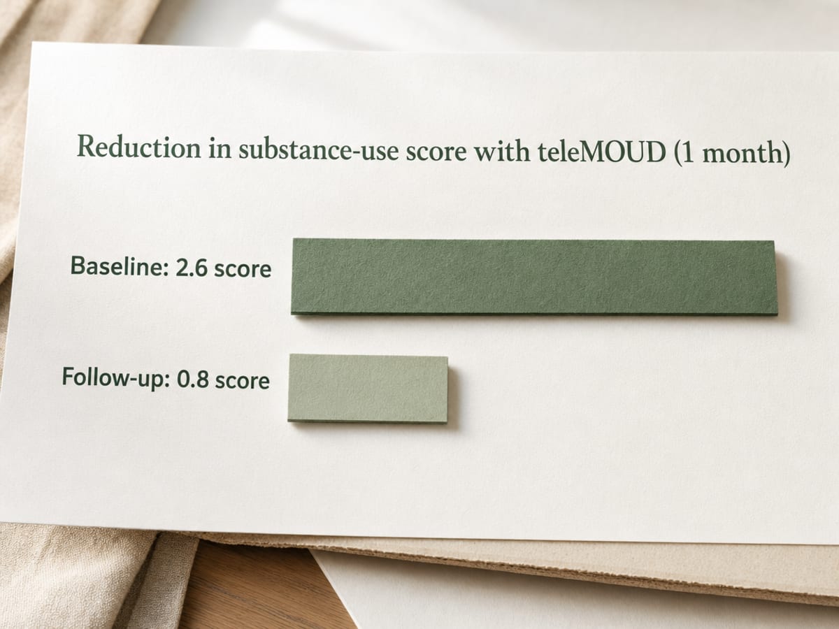 Chart showing Reduction in substance-use score with teleMOUD (1 month)
