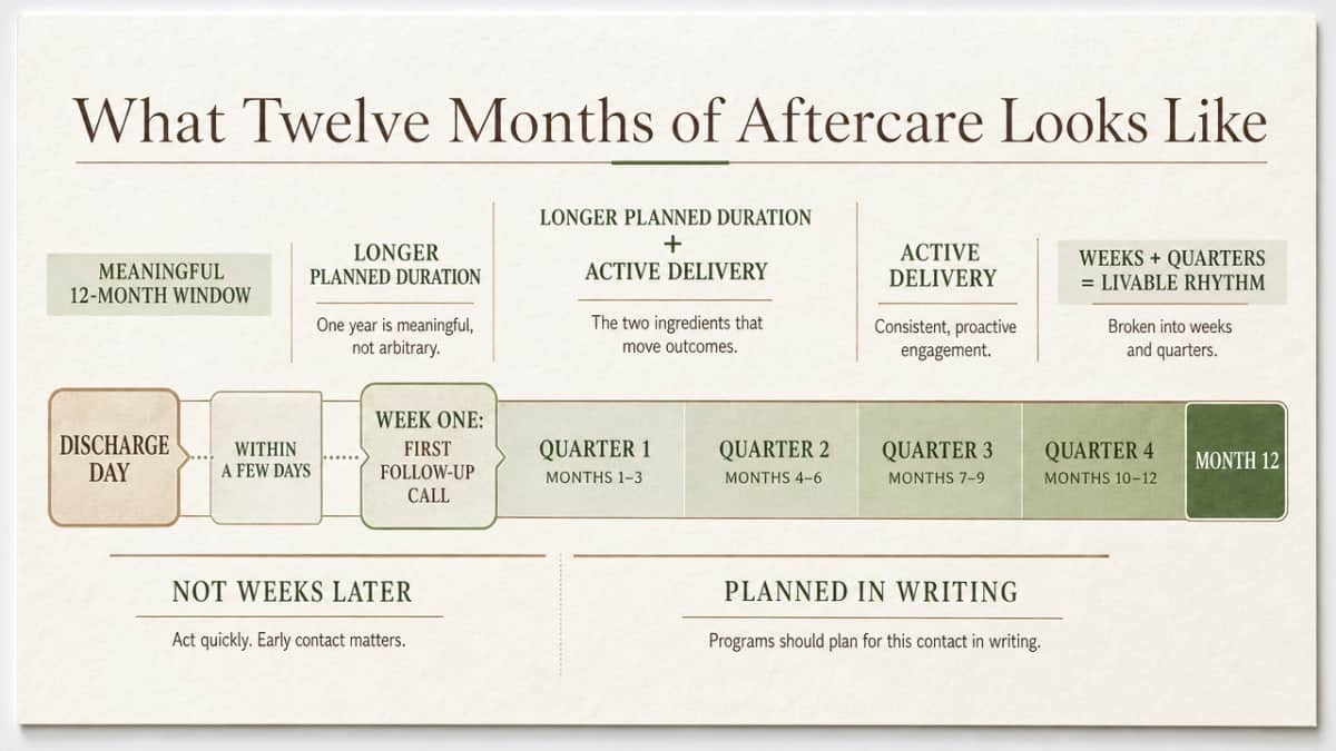 Visualize the 12-month continuing-care cadence described in the section's three subsections