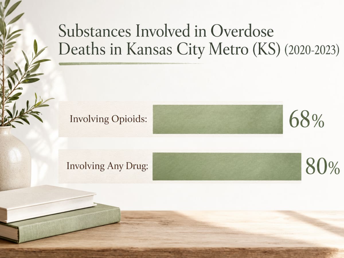 Chart showing Substances Involved in Overdose Deaths in Kansas City Metro (KS) (2020-2023)