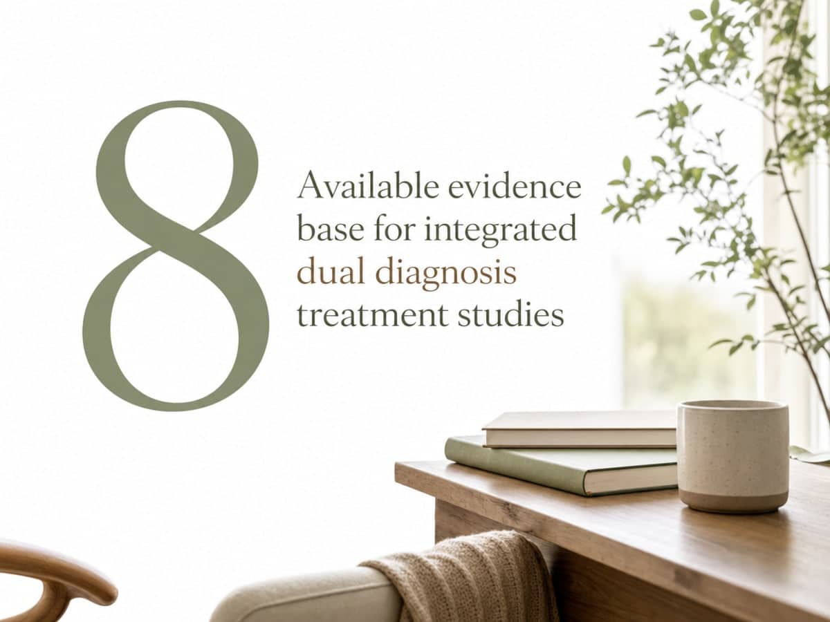 Infographic showing Available evidence base for integrated dual diagnosis treatment studies