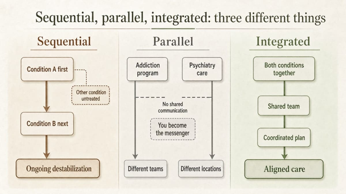 Visualize the three distinct treatment models described in this section as a side-by-side comparison, which is the core teaching moment of the article