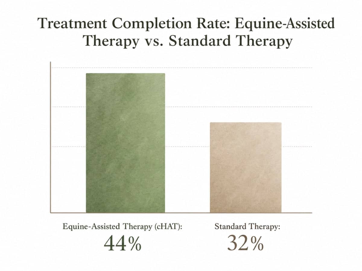 Chart showing Treatment Completion Rate: Equine-Assisted Therapy vs. Standard Therapy