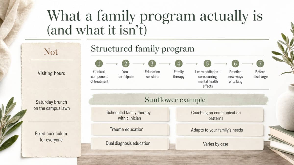 Clarify the distinction between what a structured family program includes versus common misconceptions, directly supporting this section's core argument