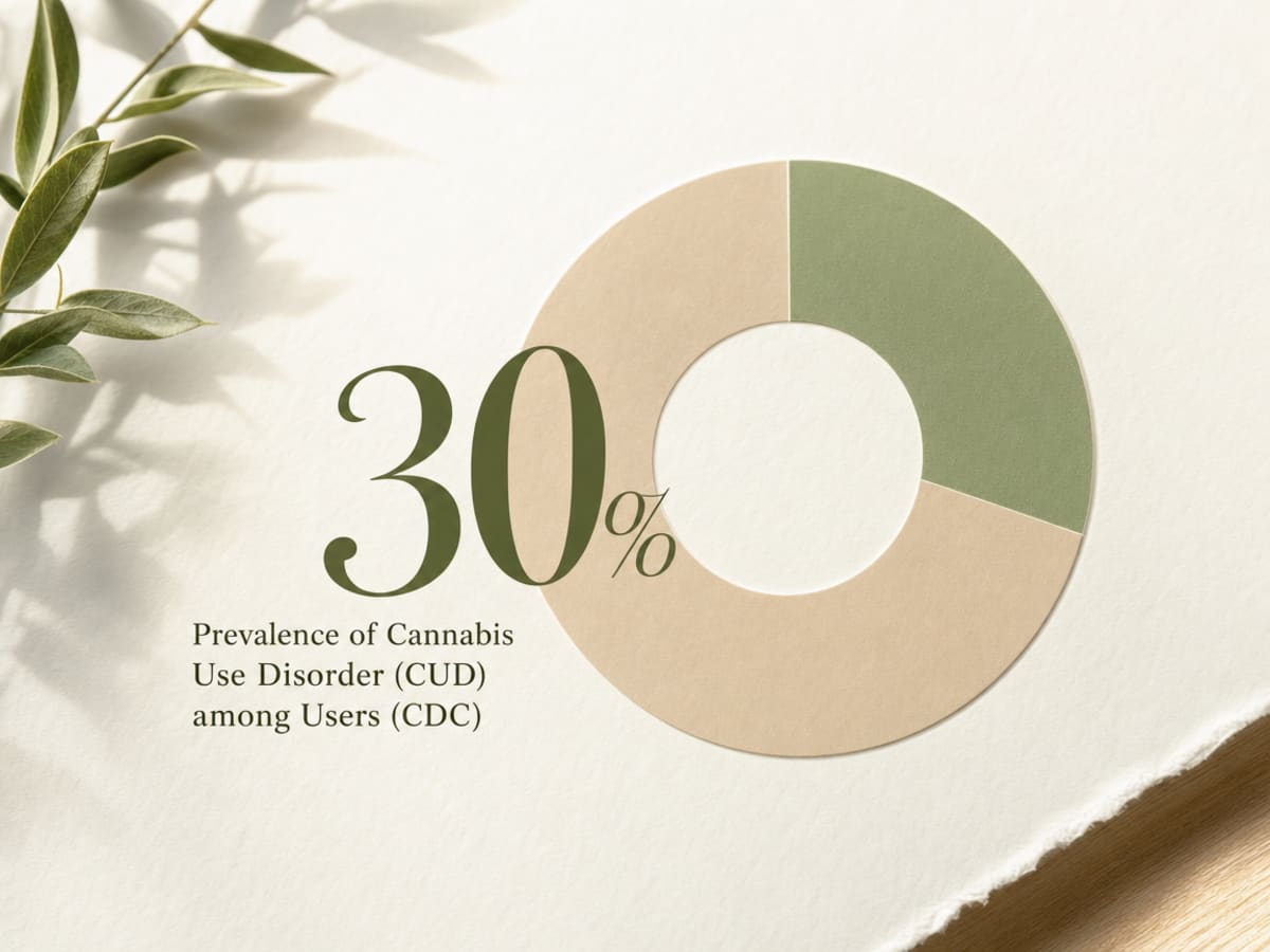 Infographic showing Prevalence of Cannabis Use Disorder (CUD) among Users (CDC)