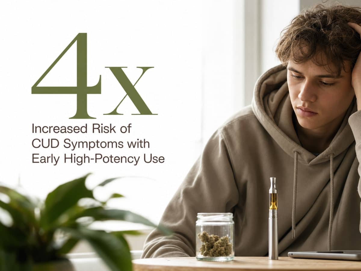 Infographic showing Increased Risk of CUD Symptoms with Early High-Potency Use