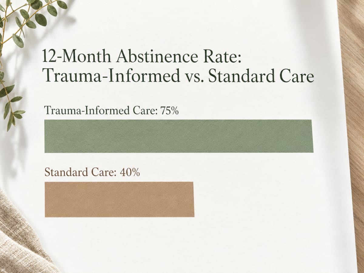 Chart showing 12-Month Abstinence Rate: Trauma-Informed vs. Standard Care