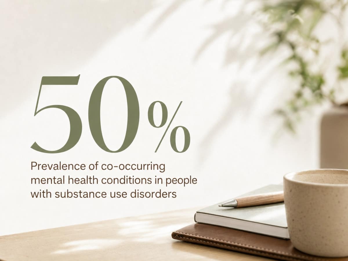 Infographic showing Prevalence of co-occurring mental health conditions in people with substance use disorders