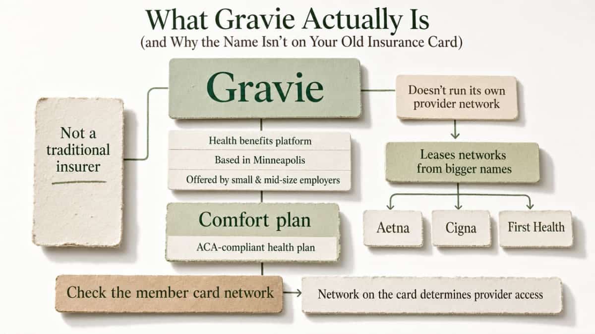 Clarify Gravie's structure as a benefits platform that leases networks, directly supporting the section explaining what Gravie is and how the network on the card determines provider access