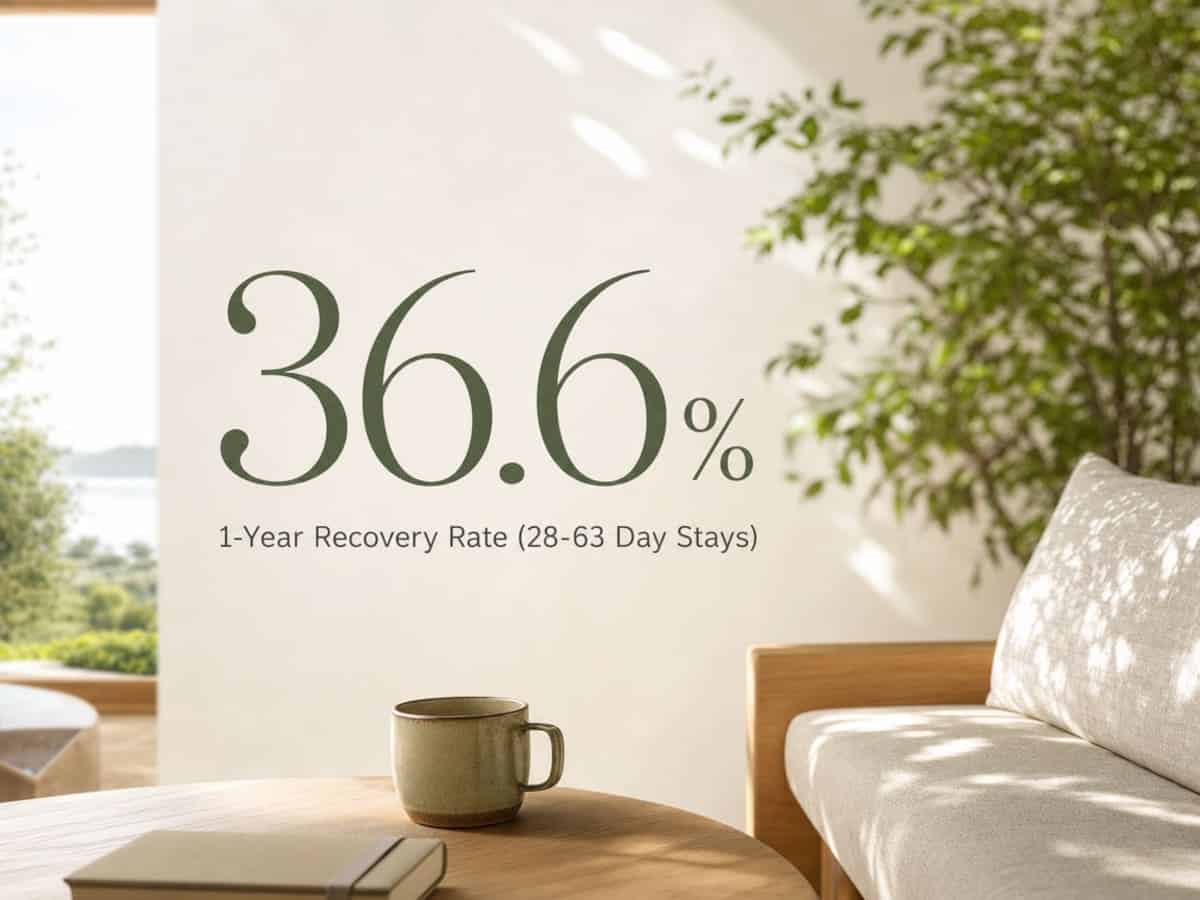 Infographic showing 1-Year Recovery Rate (28-63 Day Stays)