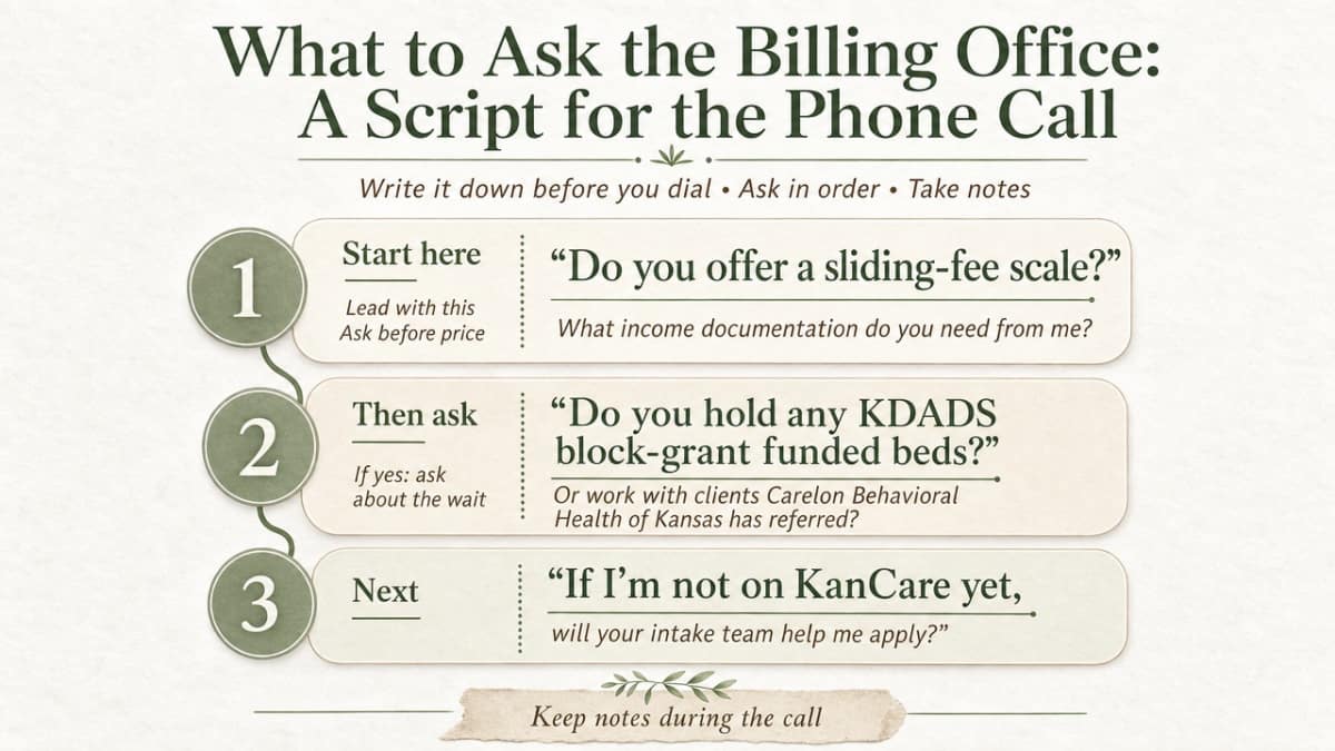 Provide a calm, human visual anchor for the phone-call script section where no chartable data exists