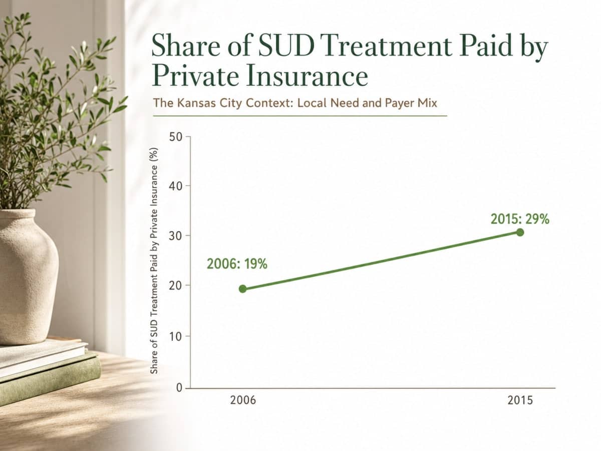 Chart showing Share of SUD Treatment Paid by Private Insurance