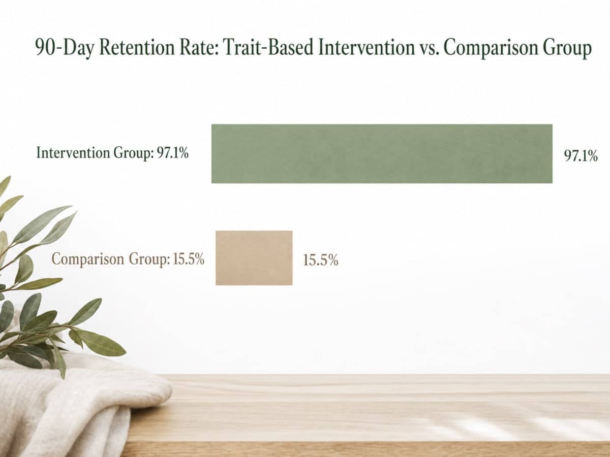Chart showing 90-Day Retention Rate: Trait-Based Intervention vs. Comparison Group