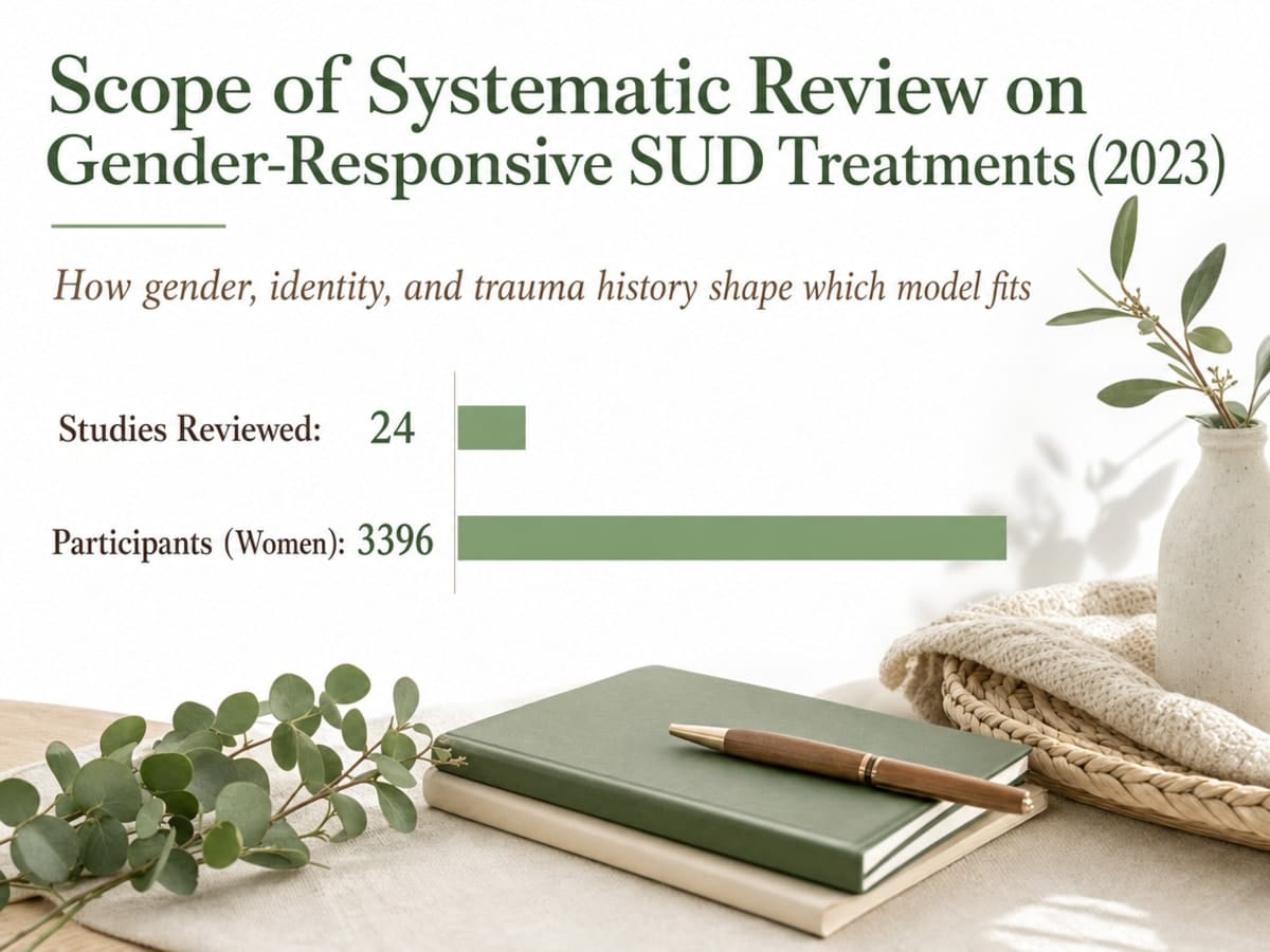 Chart showing Scope of Systematic Review on Gender-Responsive SUD Treatments (2023)