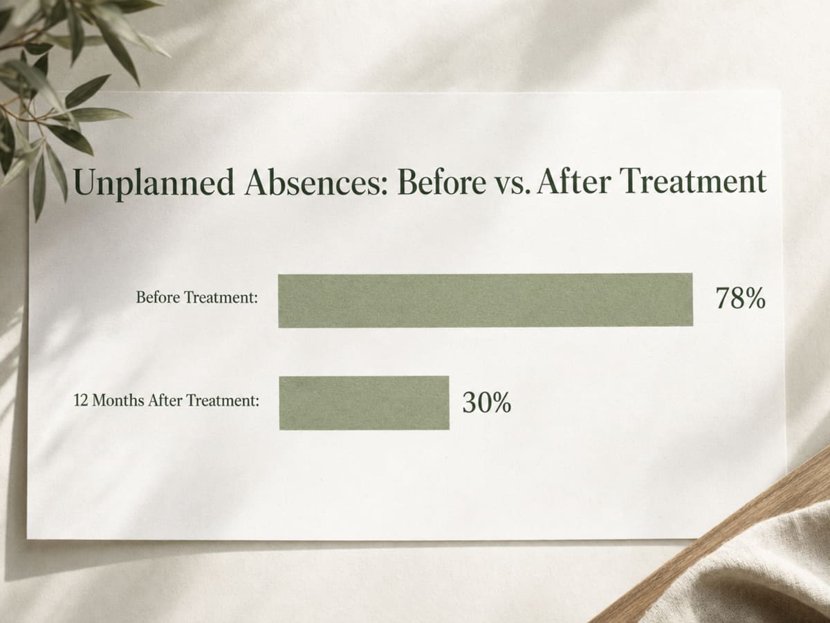 Chart showing Unplanned Absences: Before vs. After Treatment